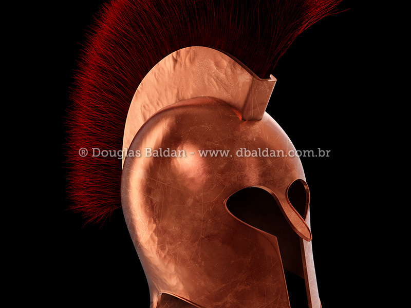 Hoplite Spartan helmet infantary isolated on white background